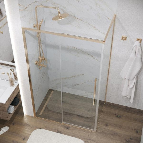 Душевой уголок Grossman Galaxy 140x100 120.K33.01.1410.32.00 профиль Золото сатин стекло прозрачное