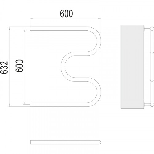 Водяной полотенцесушитель Terminus М-образный (1) 600х600 4620768881213 Хром, боковое подключение, G 1" НР