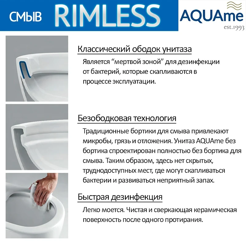 Унитаз AQUAme AQM2011 подвесной Белый глянец с сиденьем Микролифт фаянс подвесной