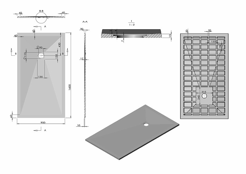 Душевой поддон из искусственного камня Vincea 160x90 VST-4SR9016W+Vsph-D132 Белый матовый