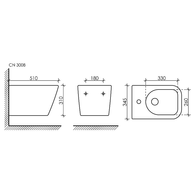 Биде Ceramicanova Metric CN3008MB подвесное Черное матовое