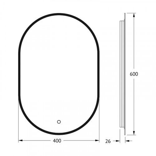 Зеркало Defesto Aura 40х60 DF 2921S с подсветкой 16W-4500K/Сенсорный выключатель/Нейтральный белый свет/Черная рама