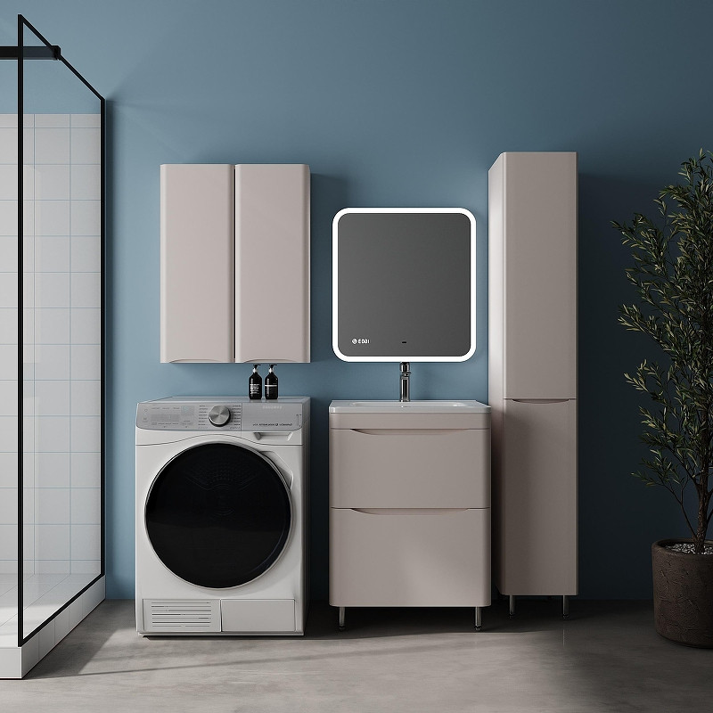 Шкаф пенал Style Line Бергамо 30 R Люкс Плюс СС-00002529 с бельевой корзиной цвет Карамель антискрейтч