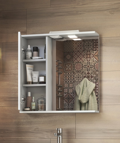 Зеркало со шкафом Vigo Diana 60 L z.DIA.60.L.El с подсветкой Белое МДФ / ЛДСП, стекло