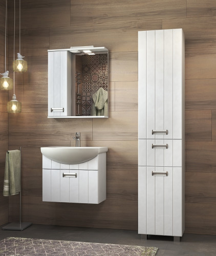 Зеркало со шкафом Vigo Diana 60 L z.DIA.60.L.El с подсветкой Белое МДФ / ЛДСП, стекло