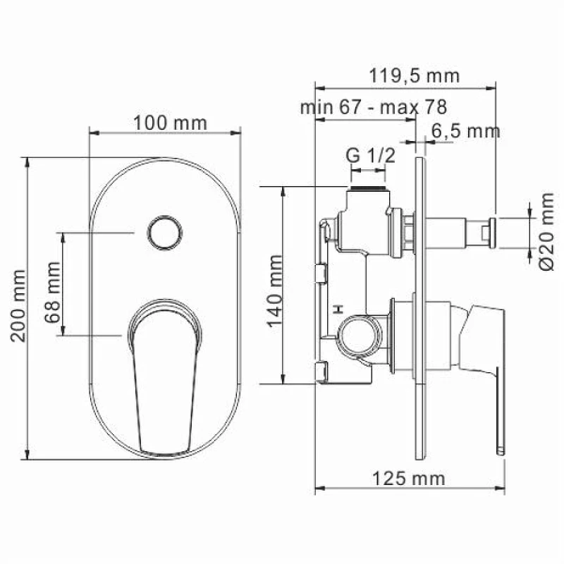 Смеситель для душа WasserKRAFT Dill 6161 Хром латунь на стену