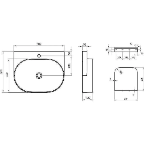 Раковина Ravak Yard 60 XJX0D260002 Черная матовая