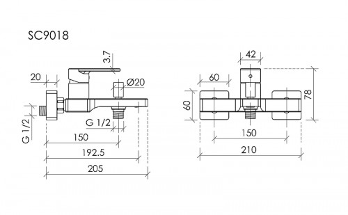 Смеситель для ванны Sancos Studio SC9018BN цвет Никель брашированный