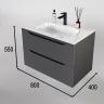Тумба под раковину Style Line Марелла 80 Люкс Plus СС-00002412 подвесная Серый матовый антискрейтч МДФ / ЛДСП