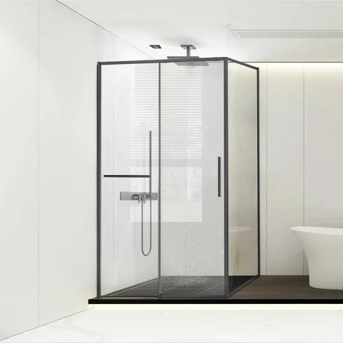 Душевой уголок Vincea Slim Soft 150x90 VSR-1SS9015CLGM профиль Вороненая сталь стекло прозрачное