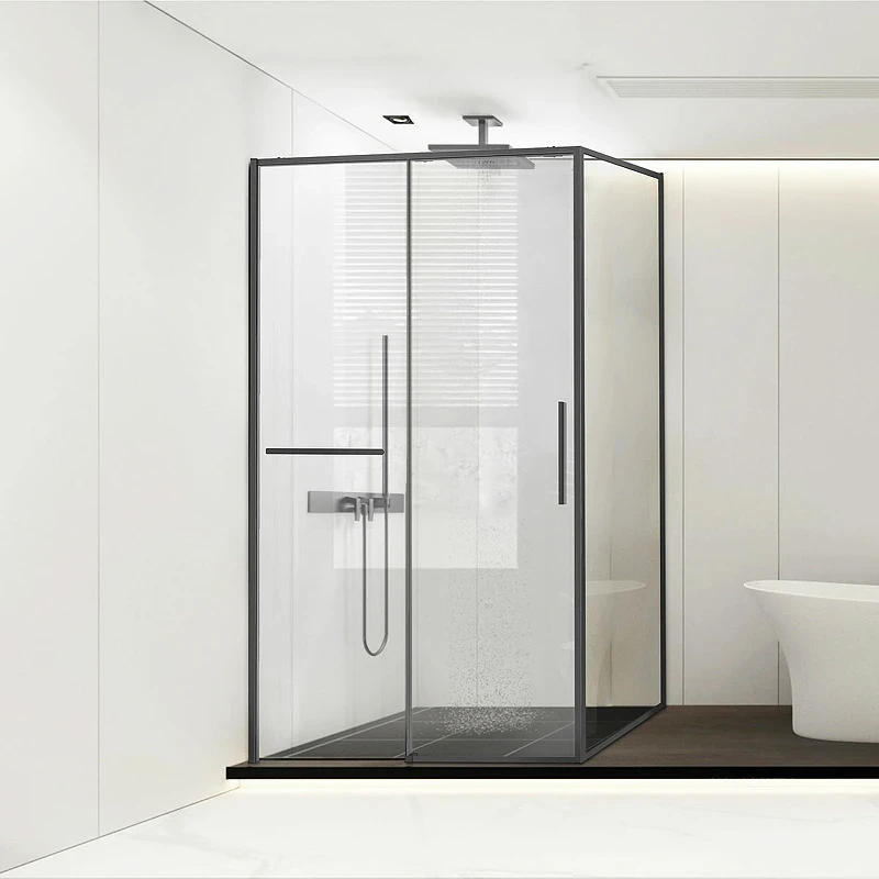 Душевой уголок Vincea Slim Soft 150x90 VSR-1SS9015CLGM профиль Вороненая сталь стекло прозрачное