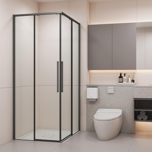 Душевой уголок Black&amp;White S1220-9090GM 90x90 12209090GM профиль оружейная сталь стекло прозрачное