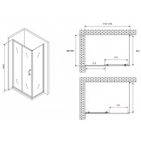 Душевой уголок Abber Schwarzer Diamant 120x50 AG30120B5-S50B5 профиль Черный стекло прозрачное