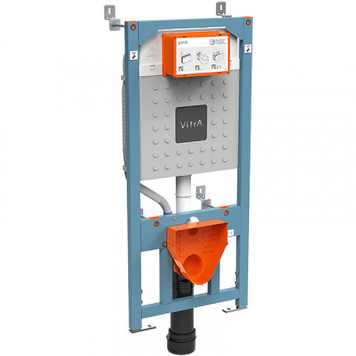 Комплект унитаза с инсталляцией Vitra S50 Rim-Ex 9003B003-7201 с сиденьем Микролифт и клавишей смыва Хром глянцевый фарфор подвесной