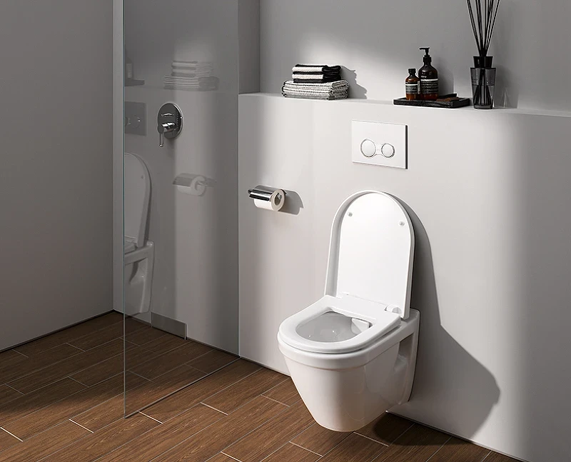 Комплект унитаза с инсталляцией Vitra S50 Rim-Ex 9003B003-7201 с сиденьем Микролифт и клавишей смыва Хром глянцевый фарфор подвесной