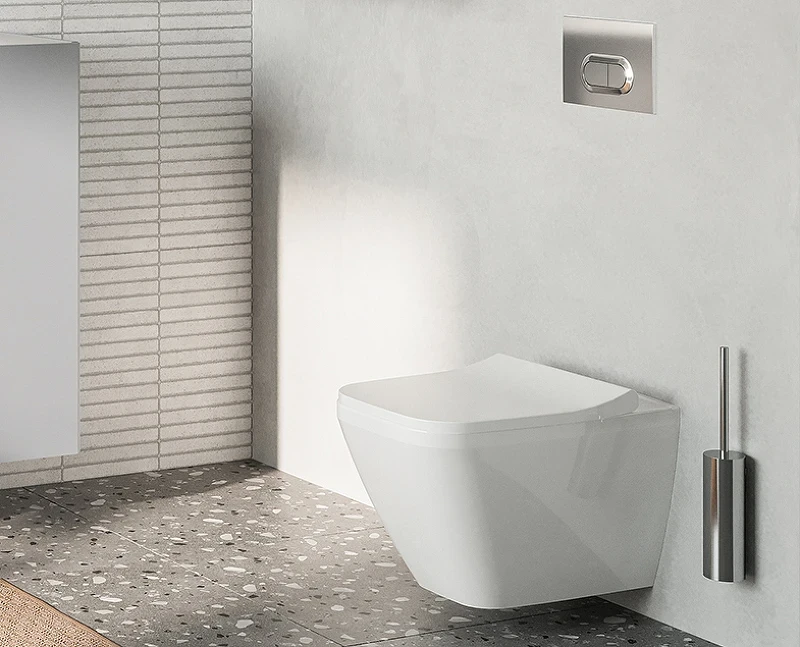 Комплект унитаза с инсталляцией Vitra S50 Rim-Ex 9003B003-7201 с сиденьем Микролифт и клавишей смыва Хром глянцевый фарфор подвесной