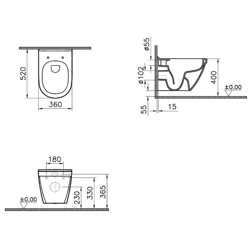 Комплект унитаза с инсталляцией Vitra S50 Rim-Ex 9003B003-7201 с сиденьем Микролифт и клавишей смыва Хром глянцевый фарфор подвесной