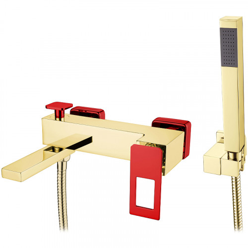 Смеситель для ванны Boheme Q 143-GR Золото Красный латунь на стену