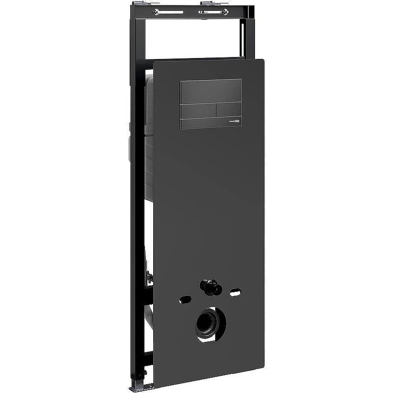 Инсталляция WasserKRAFT Salm 27TLT.010.ME.BL.MB04 для унитаза Черное стекло с Черной матовой клавишей смыва