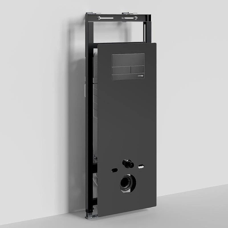 Инсталляция WasserKRAFT Salm 27TLT.010.ME.BL.MB04 для унитаза Черное стекло с Черной матовой клавишей смыва