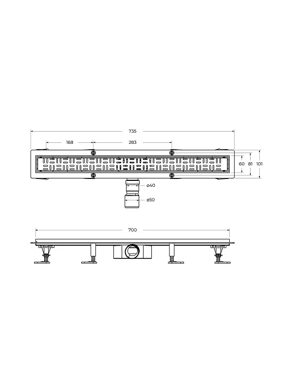 Душевой лоток BelBagno Формат (Uno) BB-LD-UNO-70-CR с решеткой цвет Хром