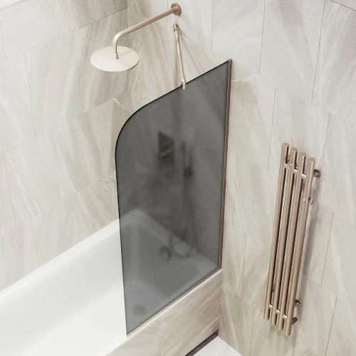 Шторка на ванну Maybah Glass MGV-133-2у 440x1400 в узком профиле Бронза стекло графитовое матовое