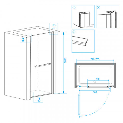 Душевая дверь RGW Passage PA-03 80 41080308-11 профиль Хром стекло прозрачное