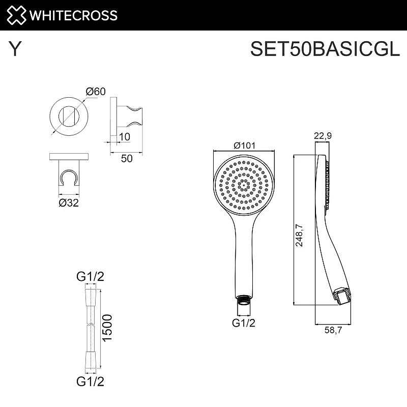 Душевой гарнитур Whitecross SET50BASICGL цвет Золото