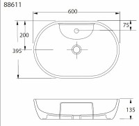 Раковина beWash Bogen 60 88611101 Белый глянец фарфор накладная