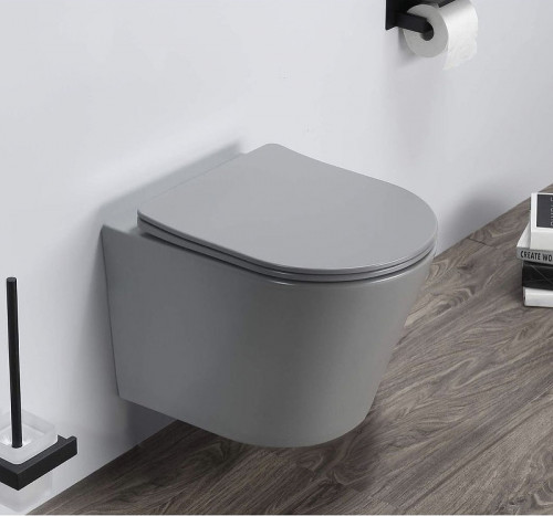 Унитаз CeramaLux B2330-3MH подвесной Серый матовый с сиденьем Микролифт фаянс подвесной