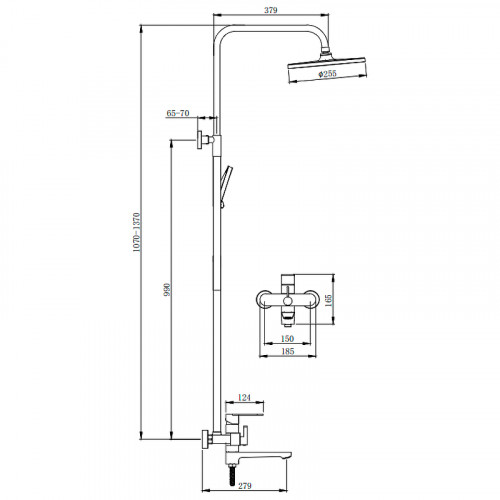 Душевая система Splenka S222.24.05 Сатин нержавеющая сталь на стену
