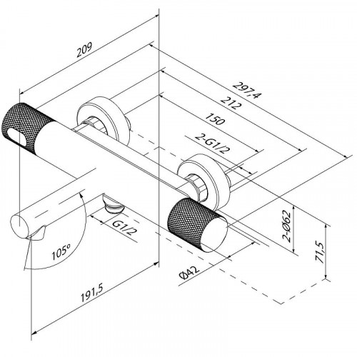 Смеситель для ванны Iddis Duna DUNGM02i74WA с термостатом Графит матовый