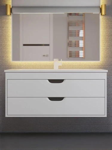 Тумба с раковиной Uperwood Modul 100 393020562 подвесная цвет Белый матовый Графит матовый