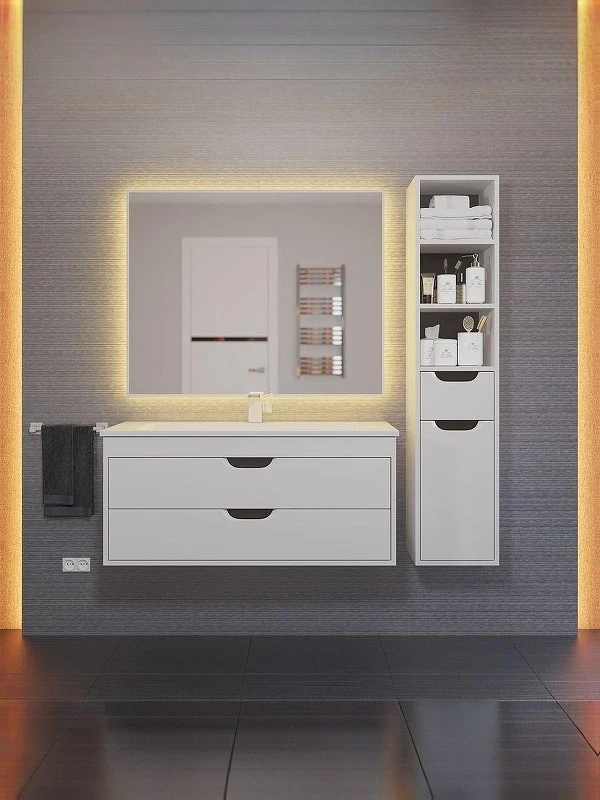 Тумба с раковиной Uperwood Modul 100 393020562 подвесная цвет Белый матовый Графит матовый