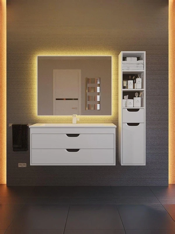 Тумба с раковиной Uperwood Modul 100 393020562 подвесная цвет Белый матовый Графит матовый