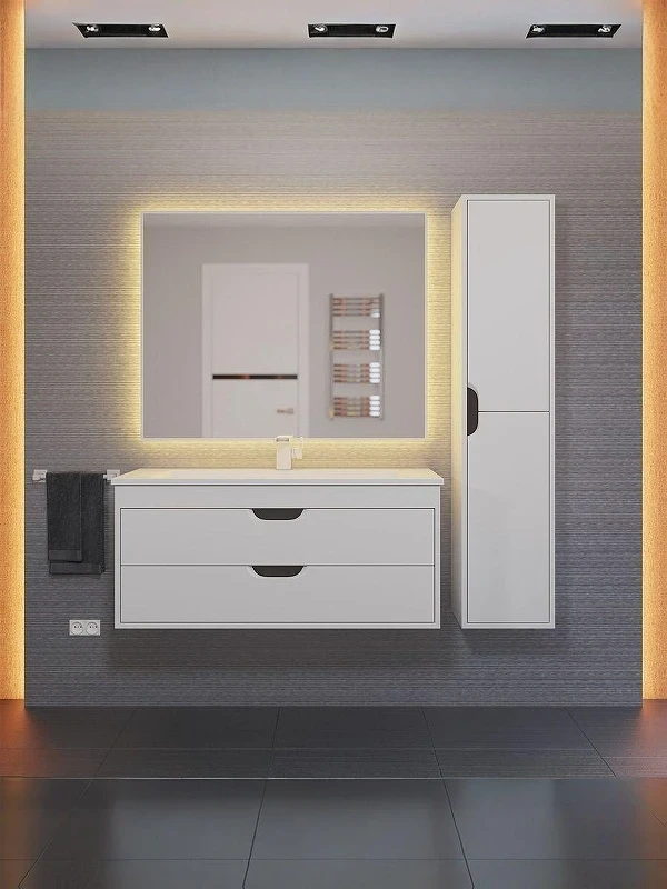 Тумба с раковиной Uperwood Modul 100 393020562 подвесная цвет Белый матовый Графит матовый