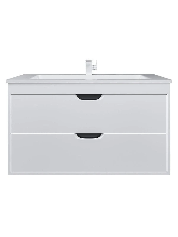 Тумба с раковиной Uperwood Modul 100 393020562 подвесная цвет Белый матовый Графит матовый