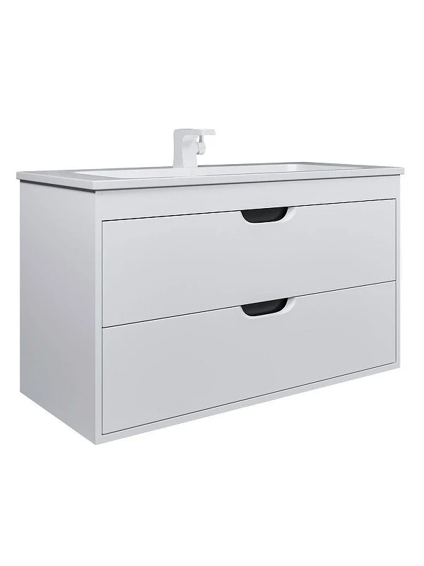 Тумба с раковиной Uperwood Modul 100 393020562 подвесная цвет Белый матовый Графит матовый