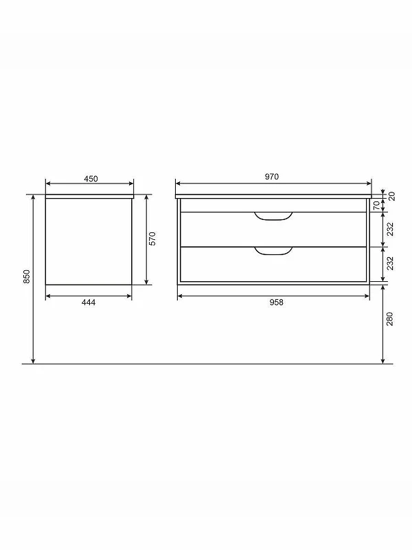 Тумба с раковиной Uperwood Modul 100 393020562 подвесная цвет Белый матовый Графит матовый