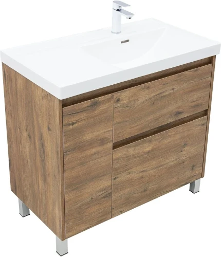 Тумба с раковиной Aquanet Nova Lite 2.0 90 R 365930 цвет Дуб рустикальный