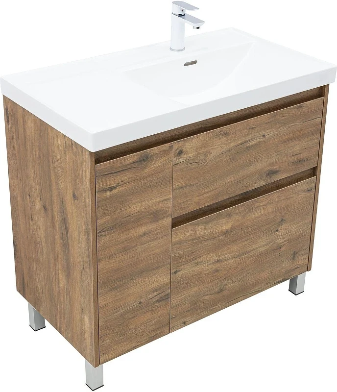Тумба с раковиной Aquanet Nova Lite 2.0 90 R 365930 цвет Дуб рустикальный