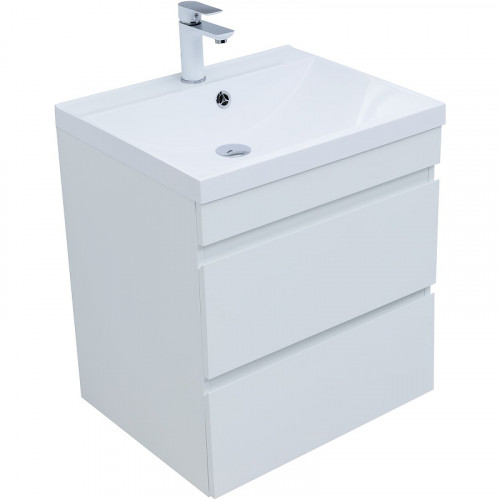 Тумба под раковину Aquanet Нота New 58 335417 подвесная Белый глянец МДФ / ЛДСП