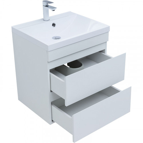 Тумба под раковину Aquanet Нота New 58 335417 подвесная Белый глянец МДФ / ЛДСП