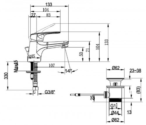 Смеситель для раковины Villeroy&amp;Boch O.Novo Start TVW10514111061 Хром латунь