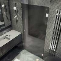 Душевая дверь Maybah Glass MGD-528-4 905x1950 на петлях Хром глянцевый стекло графитовое матовое