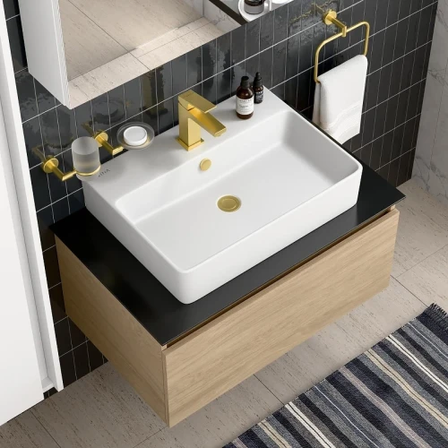 Смеситель для раковины Vitra Minimax Square A4372025EXP цвет Брашированное золото