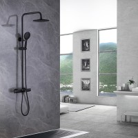 Душевая система Abber Thermostat AF8516B Черная матовая латунь на стену