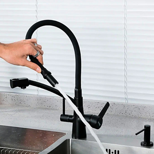 Смеситель для кухни Gappo G4398-16 Черный матовый латунь на столешницу