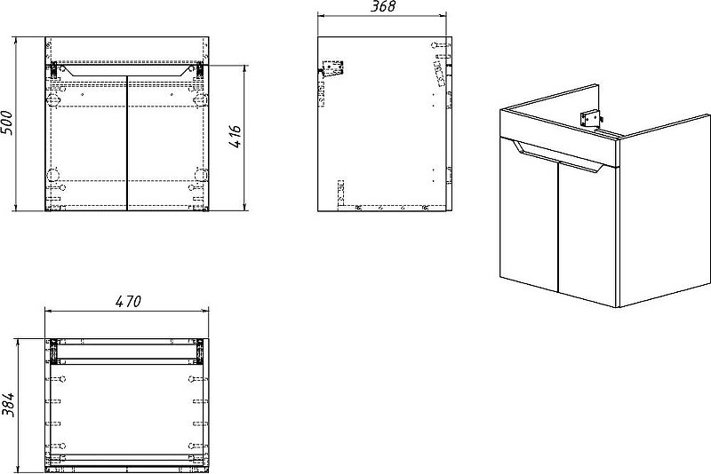 Тумба с раковиной DIWO Архангельск 50 подвесная цвет Белый