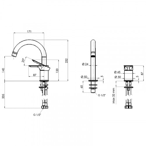 Смеситель для раковины Remer Infinity I57 Хром латунь